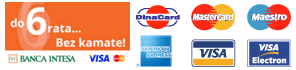 Kartice logo:Dina, Maestro, Master Card, Diners, Visa, Elektron